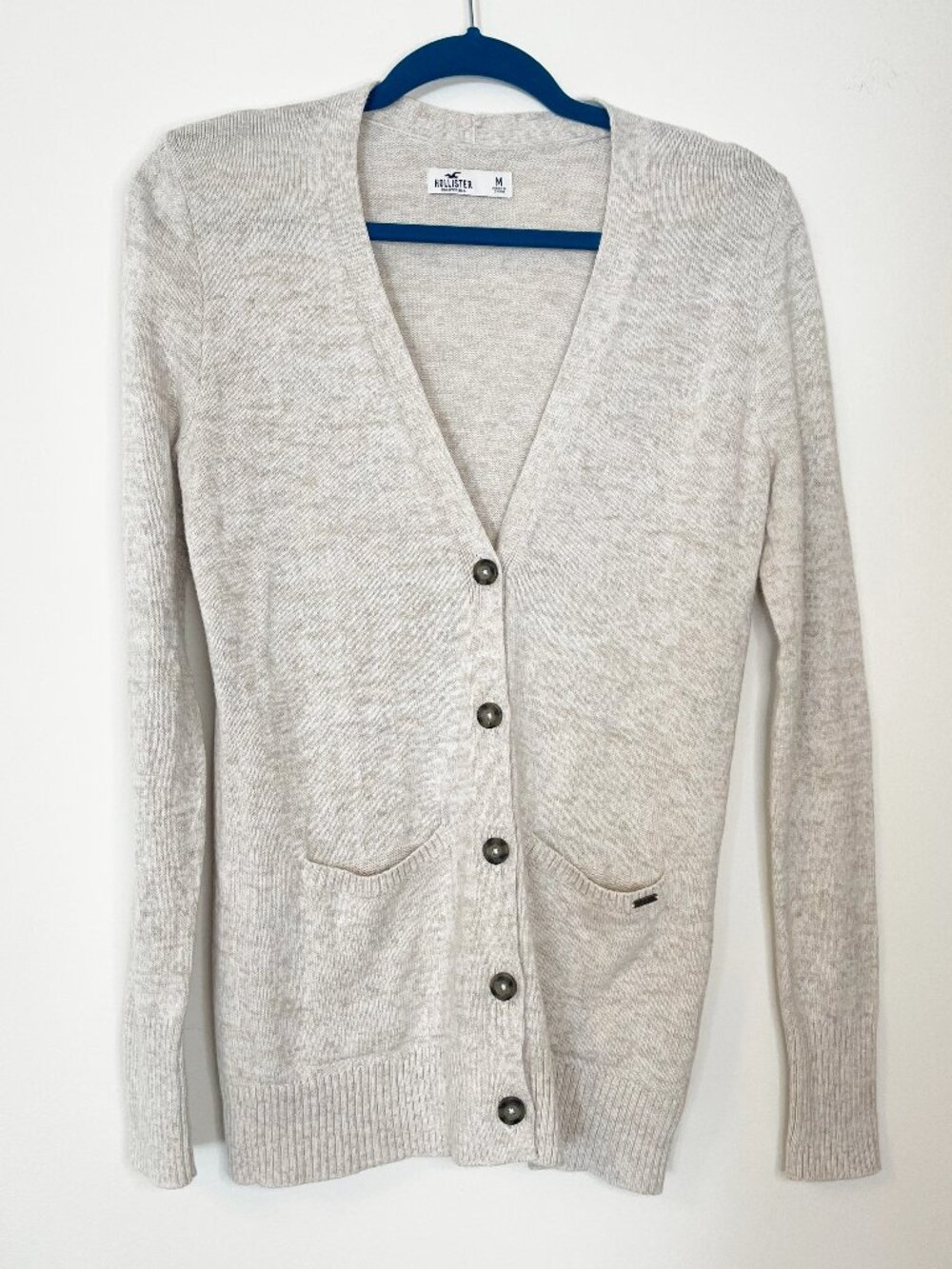 Hollister Cream Button Front Cardigan Sweater Size M Preppy Neutral Capsule